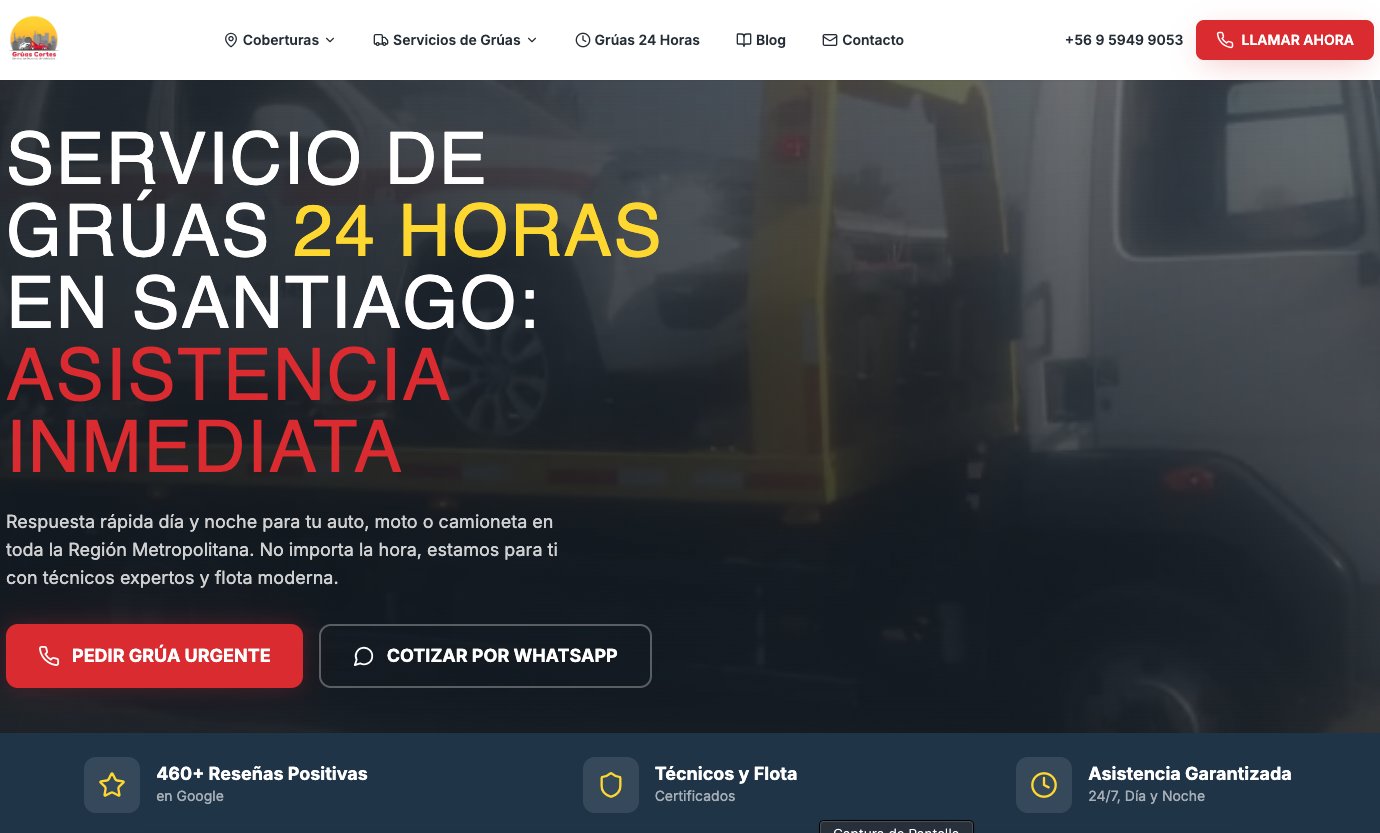 Servicio de grúas — gruascortes.cl